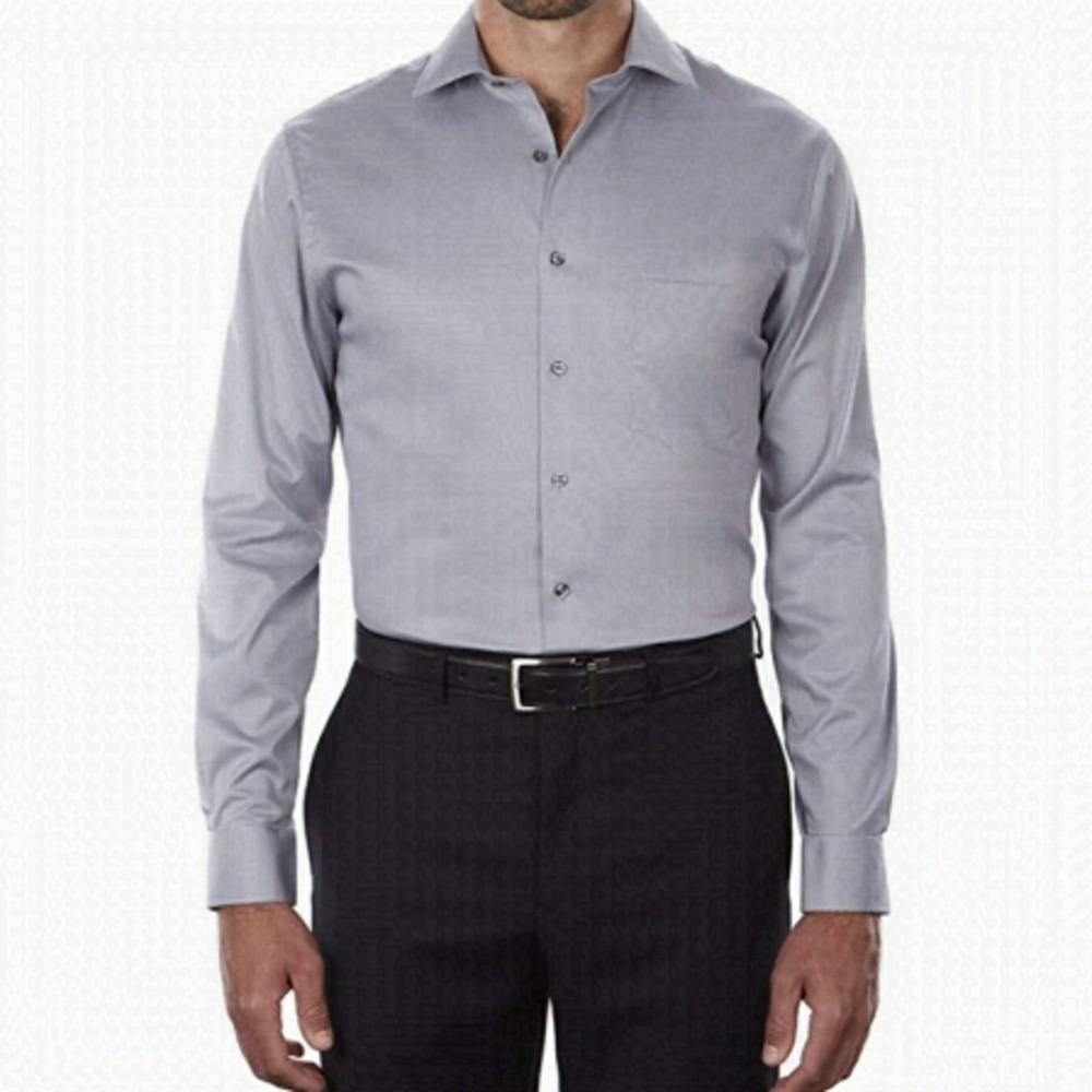 Van Heusen NWOT Grey Regular Fit Button Down Dress Shirt Size L( 16)